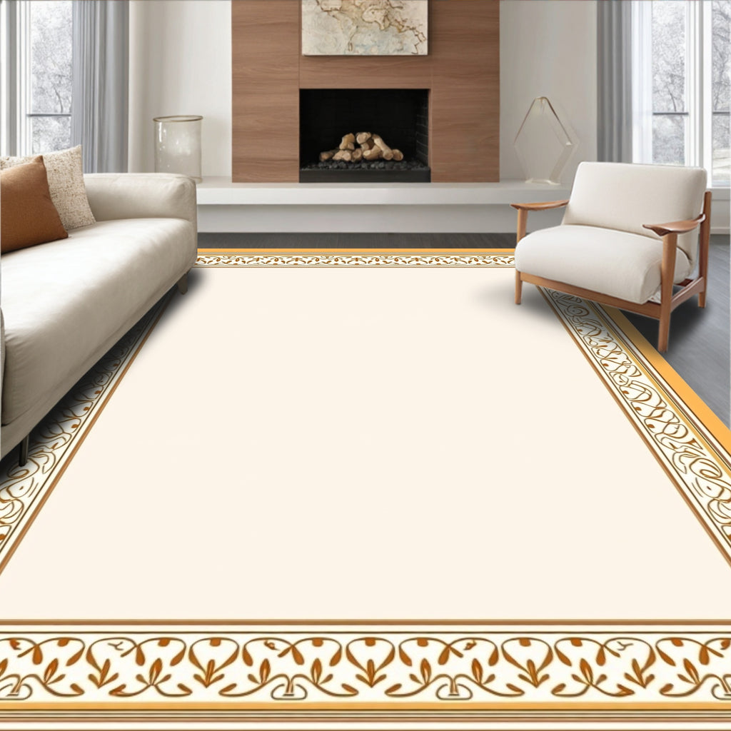 Elegant Floral Border Pattern Rug