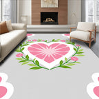 Pink Heart Floral Wreath Design Rug