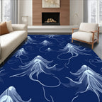 Ethereal Deep Blue Jellyfish Pattern Rug