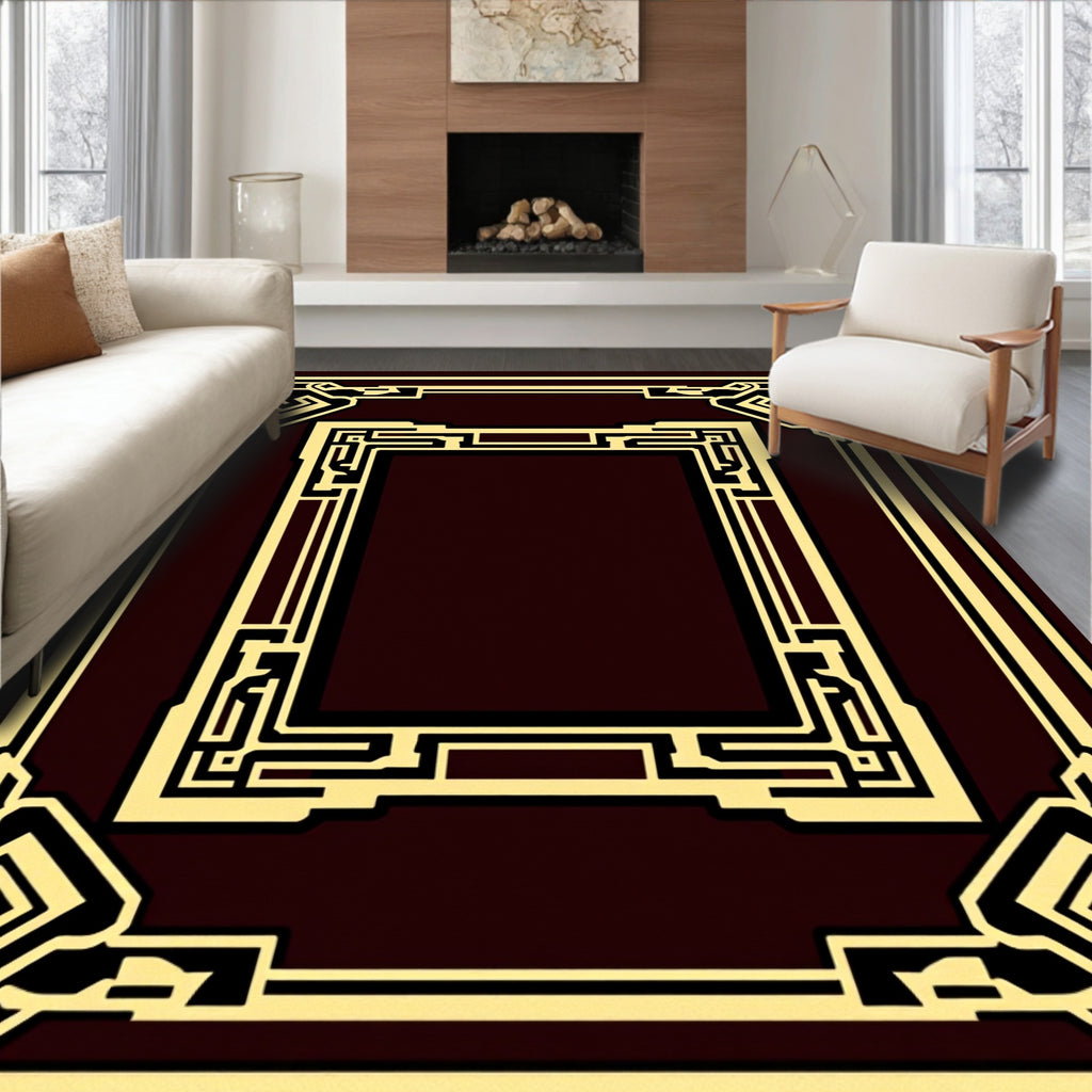 Bold Geometric Art Deco Frame Rug