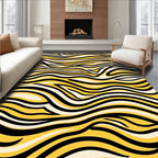 Bold Yellow Black Wavy Stripes Rug