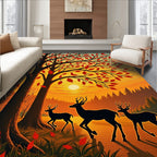 Autumn Scene Deer Family Graphic Rug