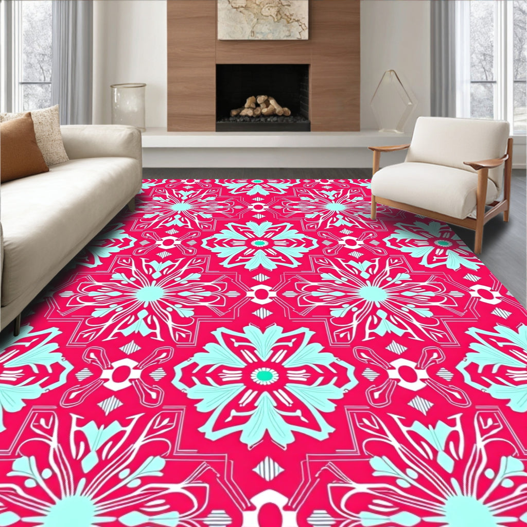 Vibrant Floral 2 Tone Mandala Rug