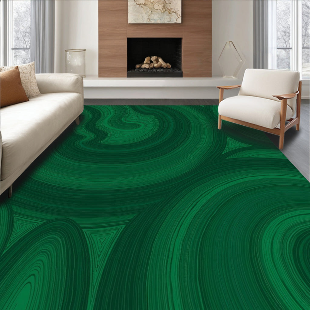 Verdant Swirl Abstract Organic Pattern Rug