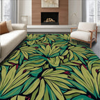 Lush Green Leafy Floral Art Rug