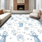 Winter Snowman And Snowflake Fun Rug