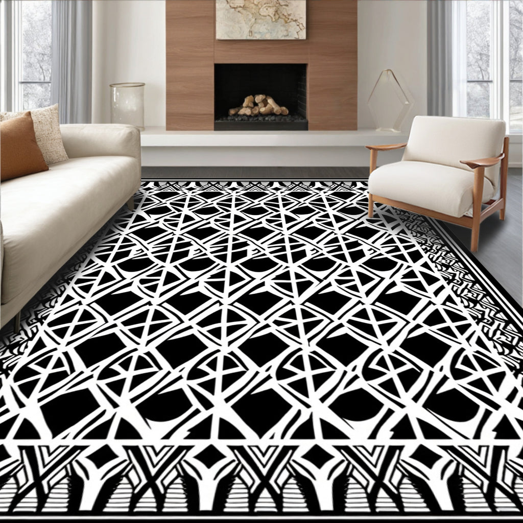 Bold Geometric Interlocking Pattern Rug