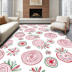 Whimsical Red Floral Swirl Rug
