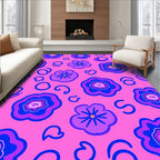 Vibrant Fuchsia Abstract Floral Swirls Rug
