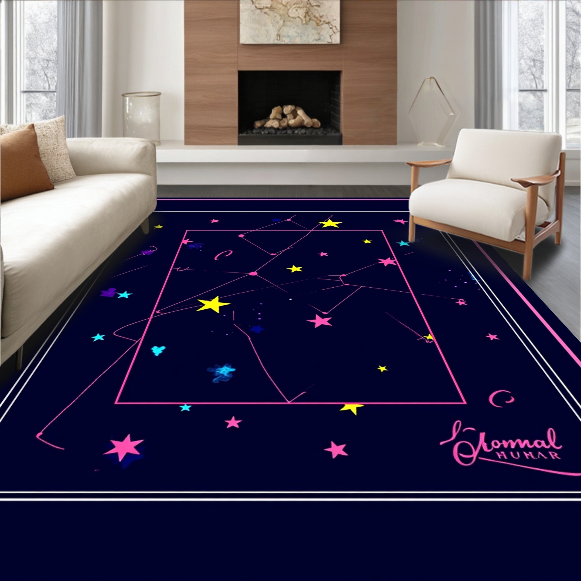 Cosmic Stars Constellation Night Rug