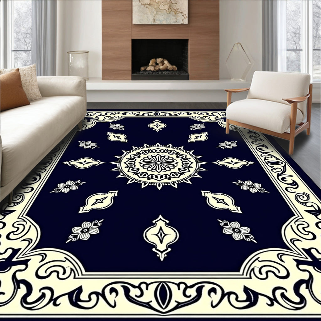 Classic Floral Mandala Border Design Rug