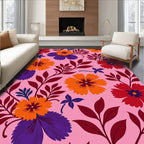 Bold Floral Meadow Pink Rug