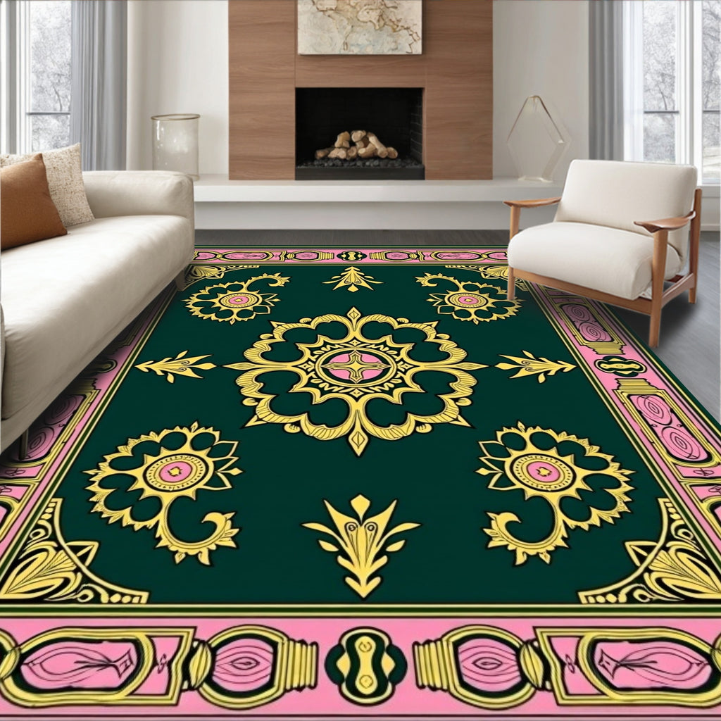 Ornate Floral Medallion Pattern Rug