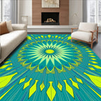 Radiating Teal 2 Petal Mandala Rug