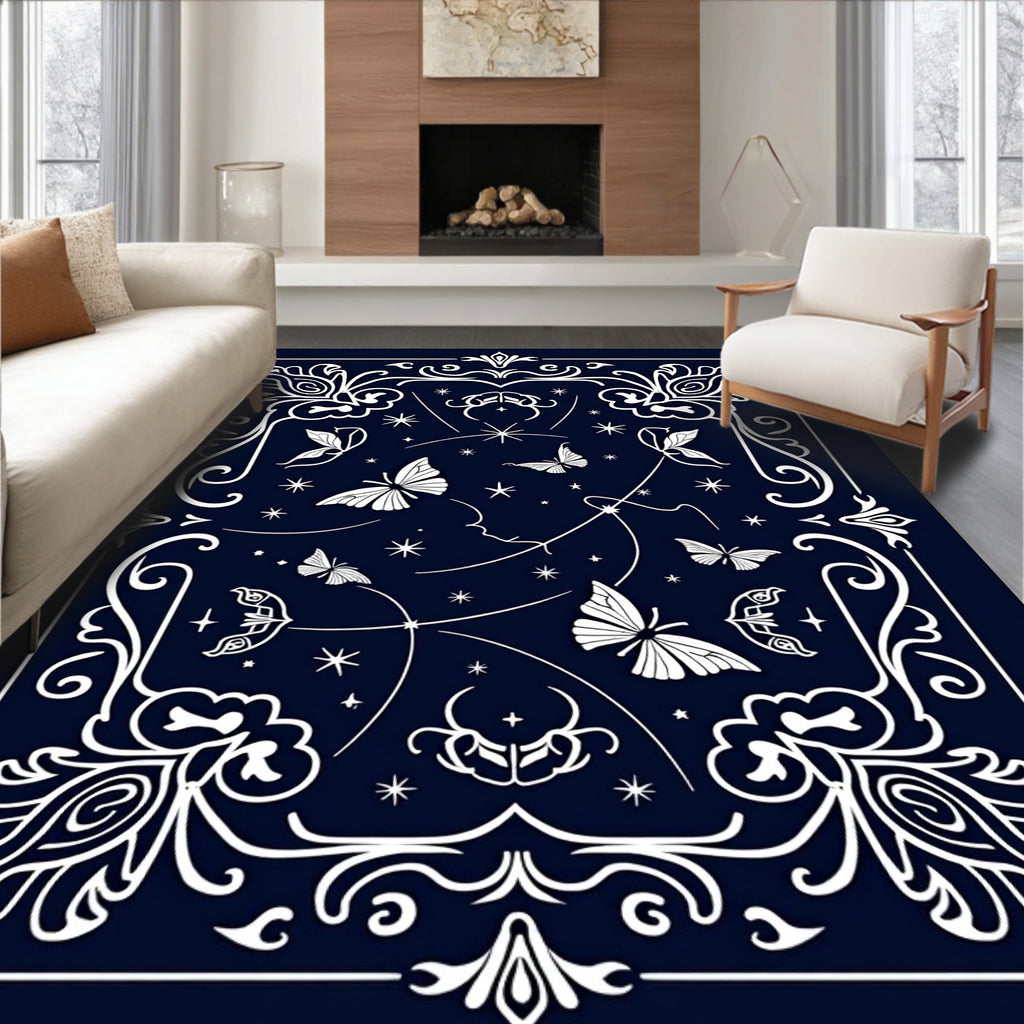 Mystical Butterfly Constellation Pattern Rug