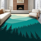 Layered Mountain Forest Landscape Rug