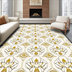Ornate Gold Floral Eye Pattern Rug