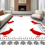 Red Cardinal Whimsical Patterned Border Rug