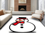 Joyful Snowman Red Hat Black Bowtie Rug