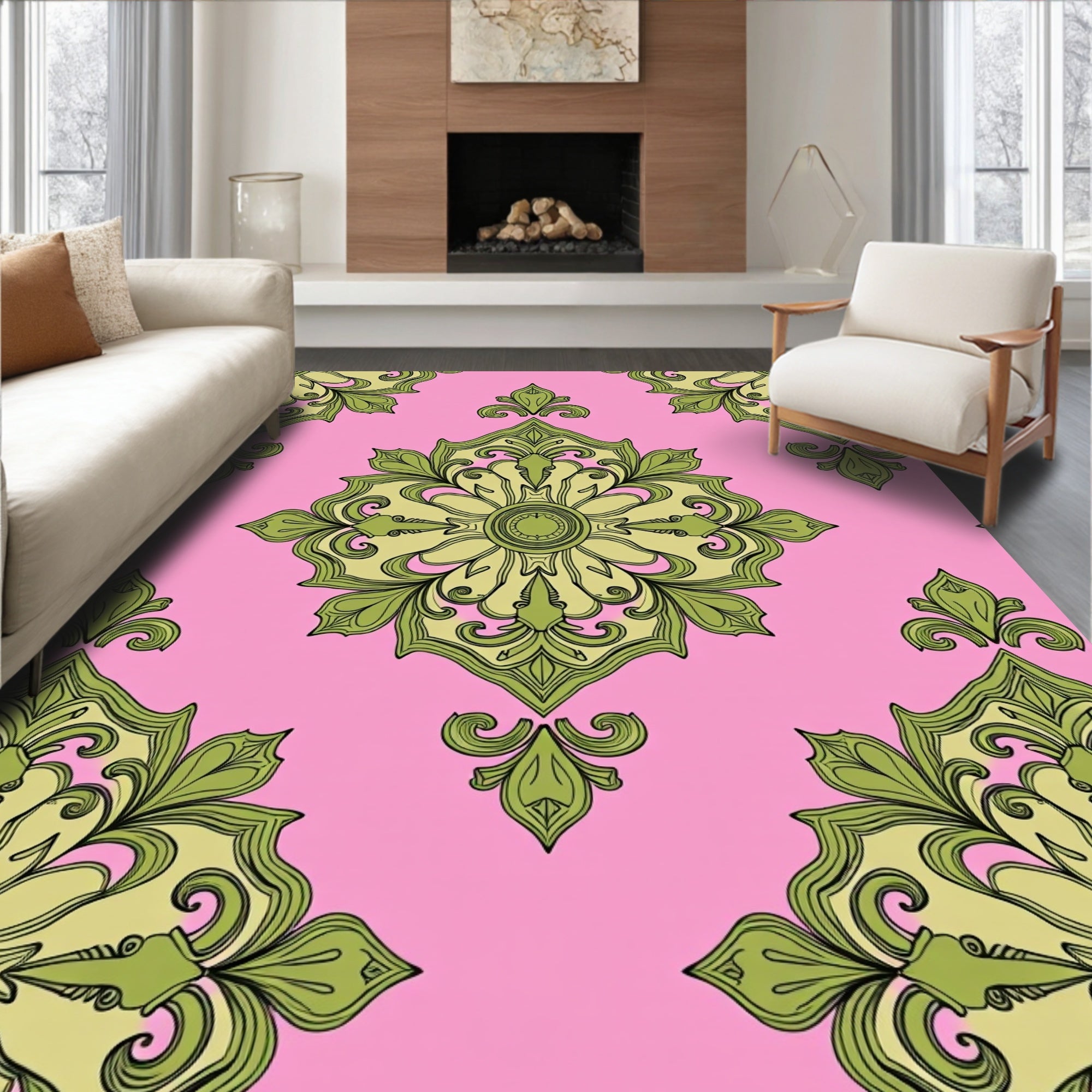 Ornate Floral Medallion Pattern Rug