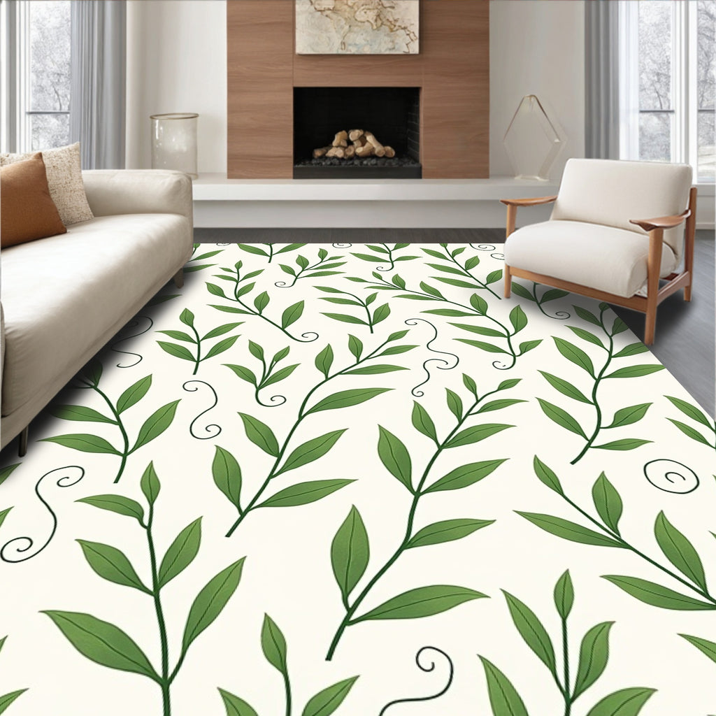 Green Leafy Vine Pattern Rug