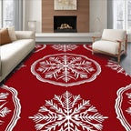 Crimson Snowflake Medallion Pattern Rug