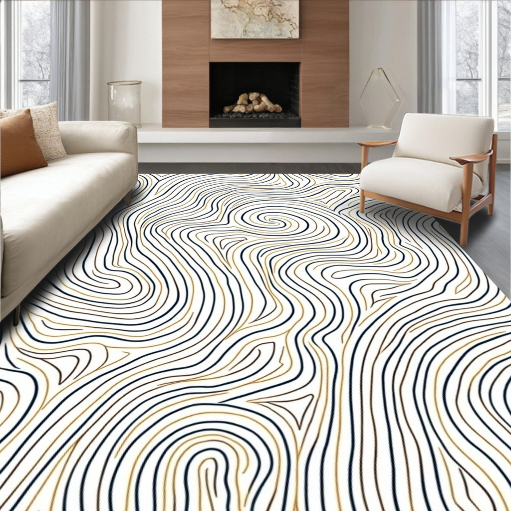 Abstract Wavy Line Pattern Rug