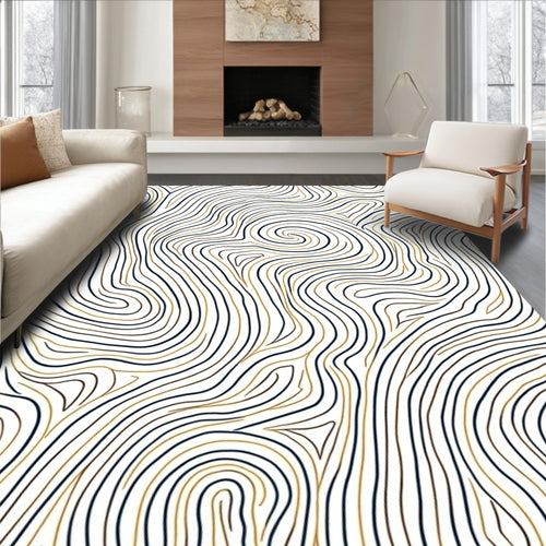 Abstract Wavy Line Pattern Rug