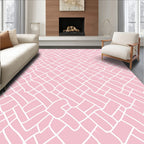 Soft Pink Woven Grid Design Rug