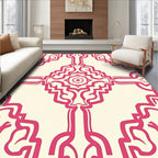 Vibrant Pink Baroque Scroll Tile Rug