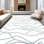 Abstract Grey Wavy Landscape Pattern Rug
