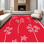 Red Floral Silhouette Pattern Rug