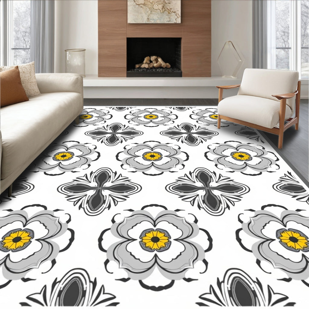 Floral Pattern With Yellow Accents Rug