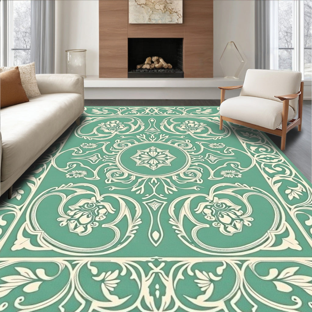 Art Nouveau Floral Medallion Pattern Rug