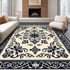Intricate Floral Scrollwork Inlay Rug