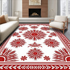 Red Sunburst Medallion Pattern Rug