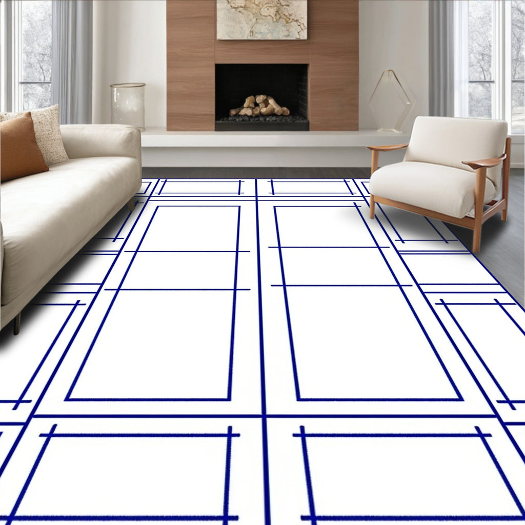 Geometric Grid Design Rug