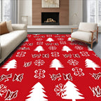 Festive Winter Tree Snowflake Pattern Rug