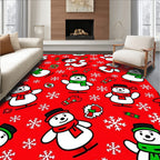Fun Snowman Snowflake Pattern Design Rug