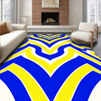 Bold Blue Yellow Wavy Pattern Rug