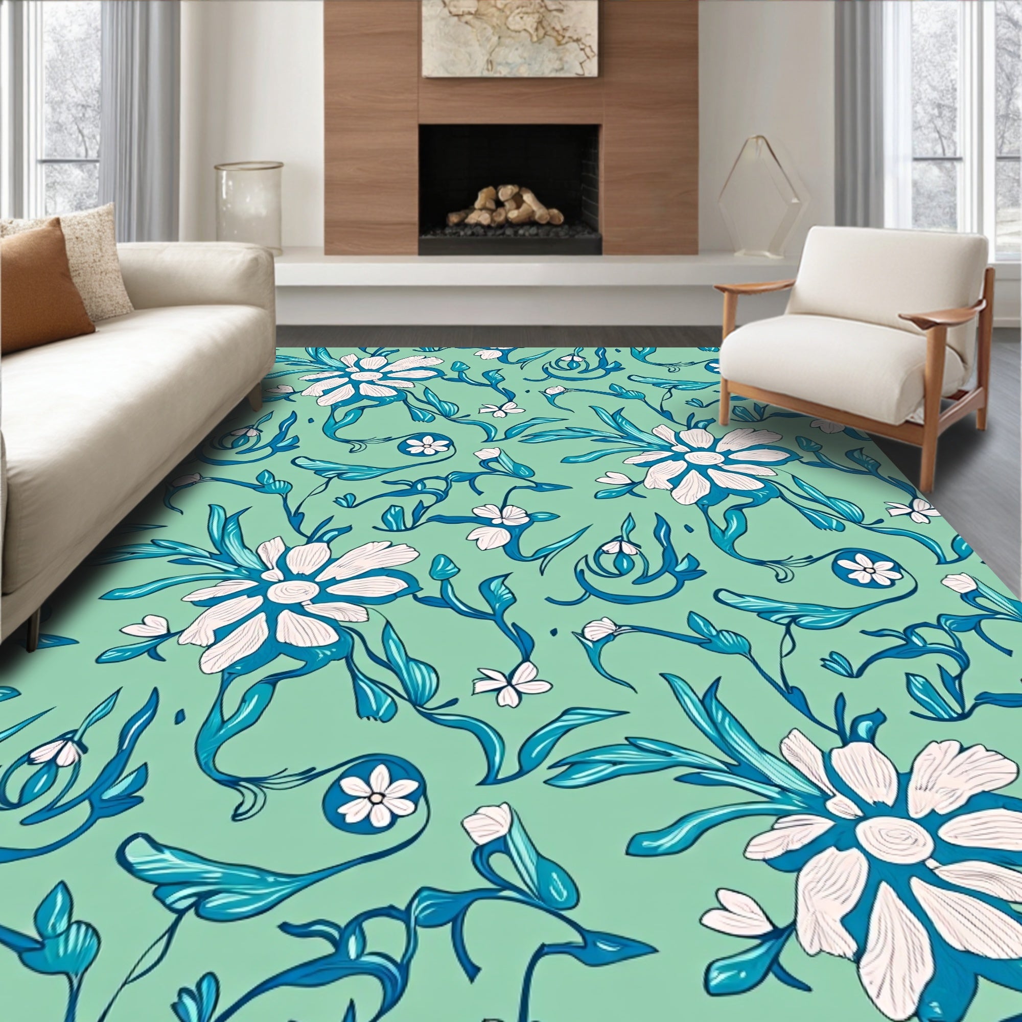 Charming Floral Vine Pattern Rug