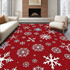 Red Snowflake Pattern Rug
