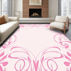 Pink Floral Swirls Design Rug