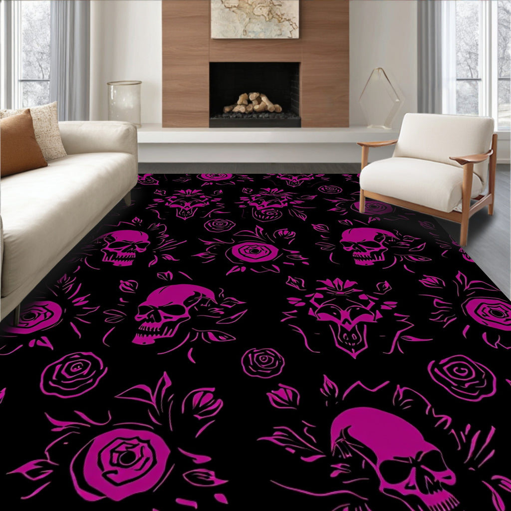 Gothic Skull Floral Style Rug