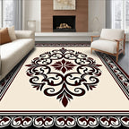 Elegant Dark Red Floral Scrollwork Rug