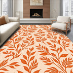 Orange Leaf Branch Pattern Rug