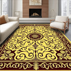 Elegant Yellow Floral Scroll Rug