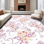 Pink Cream Floral Swirl Design Rug