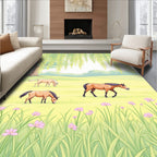 Pastoral Scene 3 Horses Willow Tree Rug