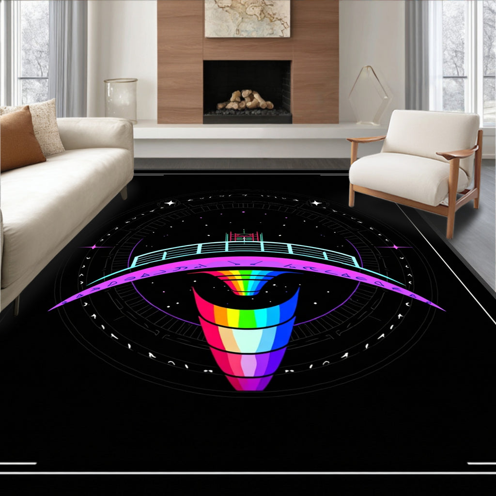 Mysterious Cosmic Rainbow Geometric Pattern Rug